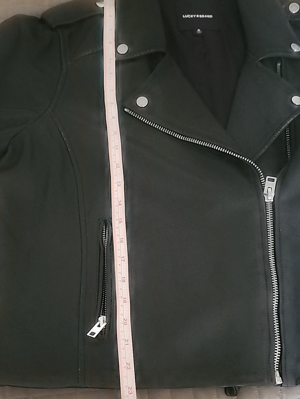 Lucky Brand Genuine Black Leather Asymmetrical Moto Jacket - Picture 9 of 12